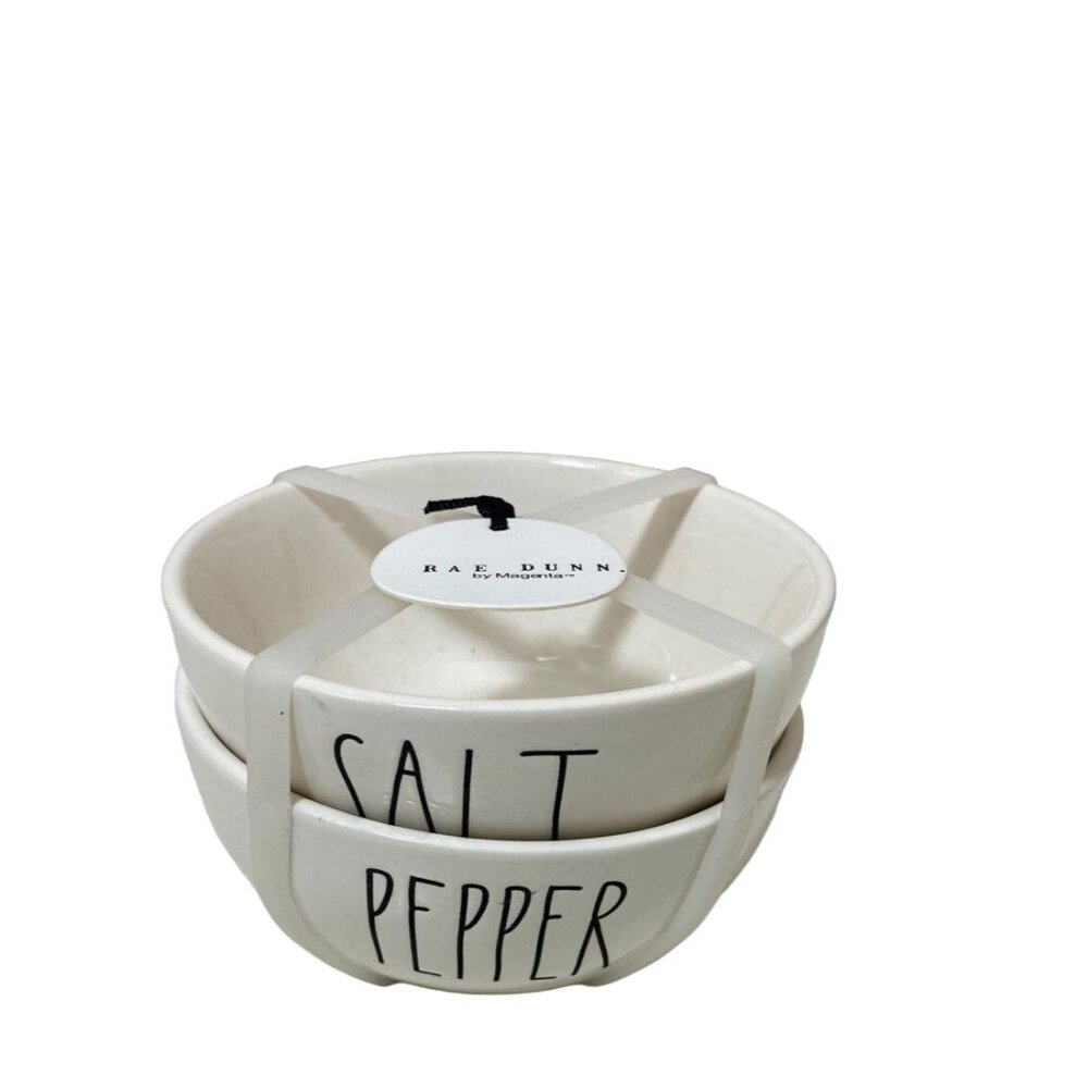 Rae Dunn Salt and Pepper Cellars White Ceramic NEW! VHTF!